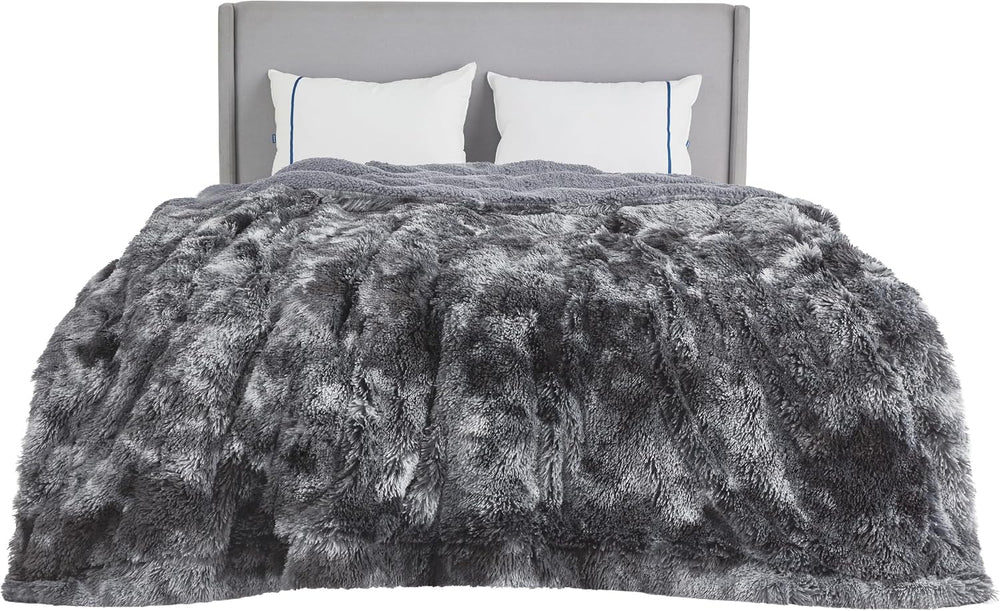 Bedsure Faux Fur Fluffy Sherpa Fleece King Bed Blanket Grey 108"x90"