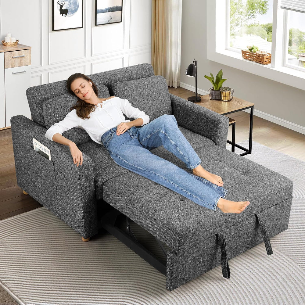 SEJOV Loveseat Sleeper, 3-in-1 Convertible Sofa Bed Pull Out, Black