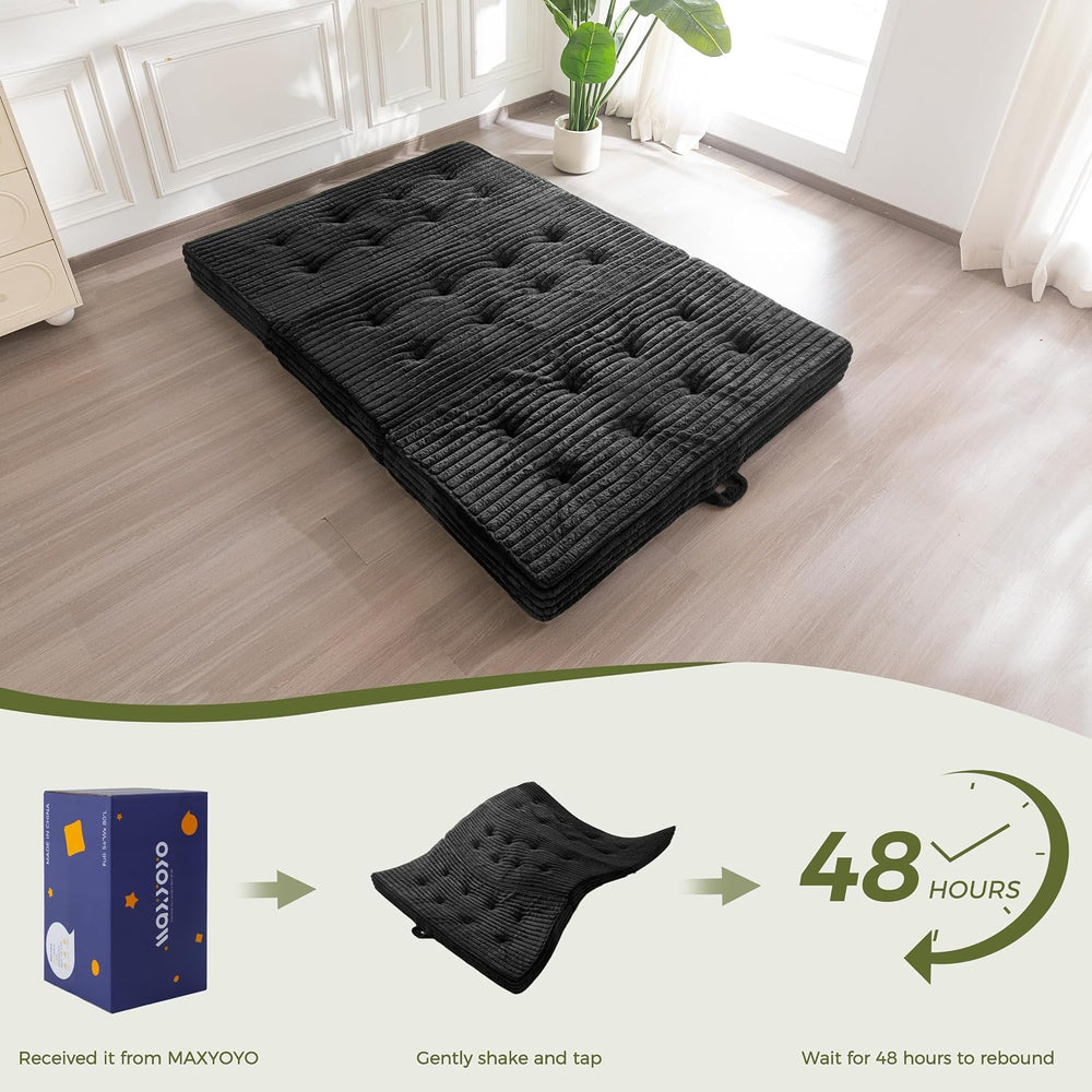 MAXYOYO Folding Sofa Couch Bed, 6 Inch Tri-Fold Floor Sofa Bed, Folding Mattr...