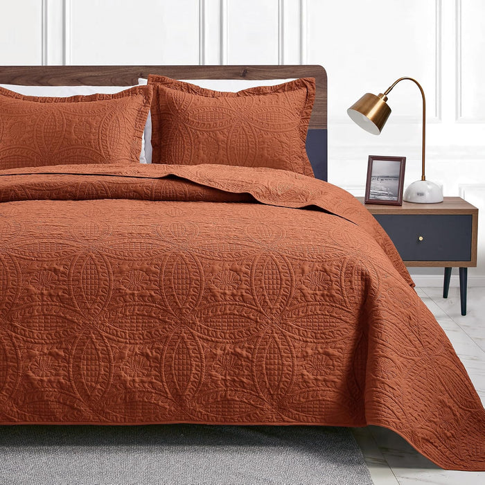 Love's cabin Quilts for Queen Bed Umber Bedspreads - Soft Bed Summer Lightweight Bedspread Comforter - Modern Style Coin Pattern Coverlet for All Season - 3 Pieces (1 Quilt, 2 Pillow Shams)
