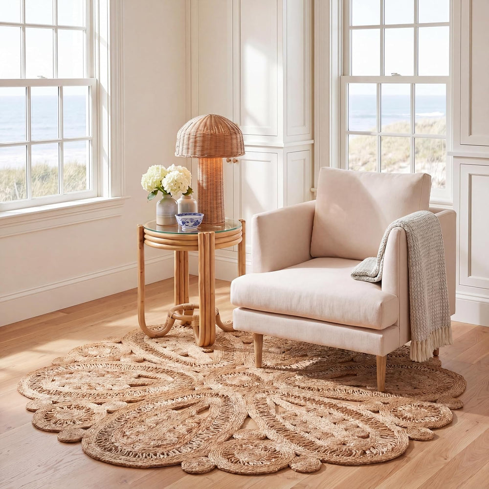 SAFAVIEH Natural Fiber Jute Round Rug 6', Boho Natural NF360A