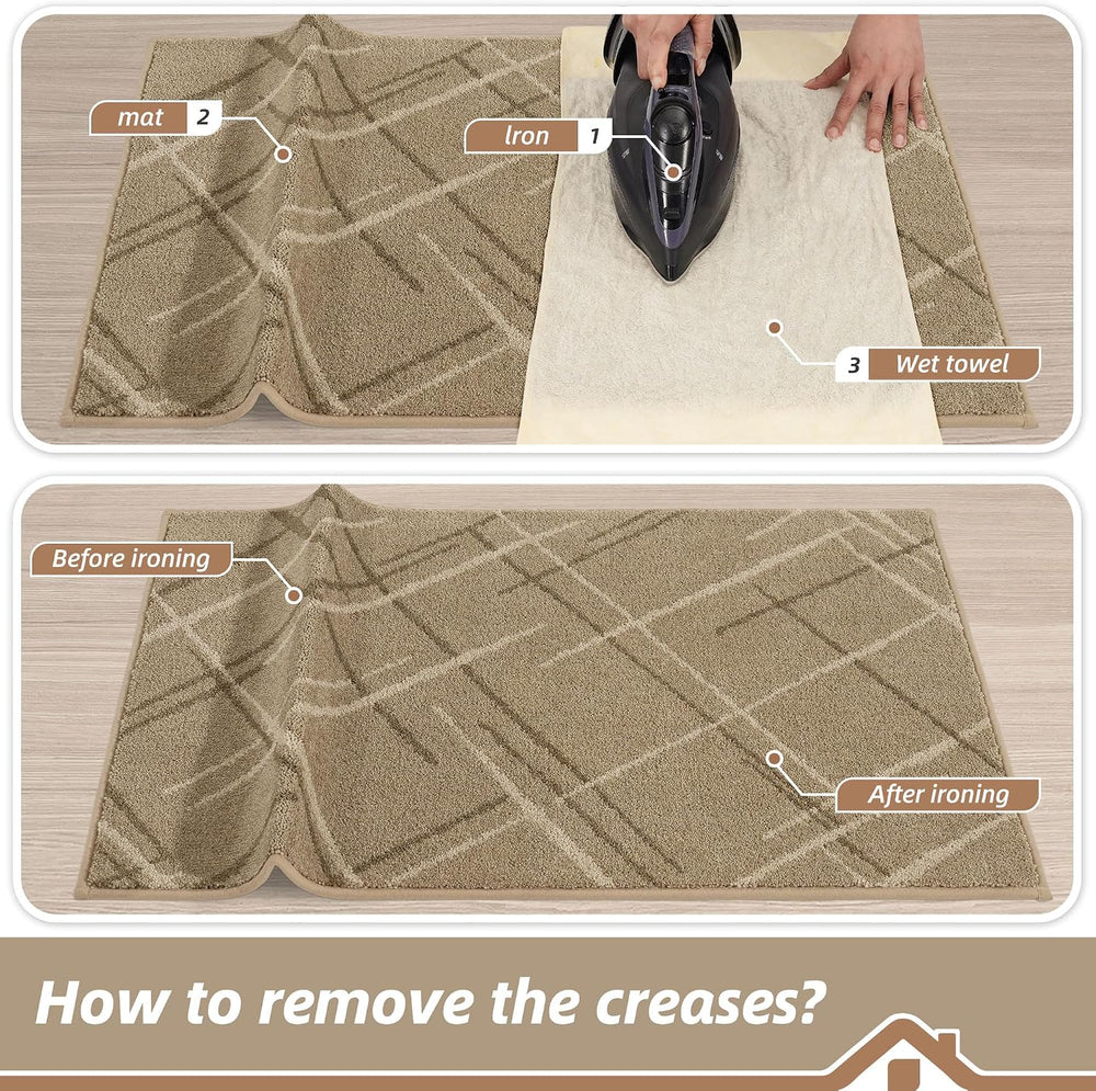 BEQHAUSE Door Mat 32" x 48", Non Slip Entryway Rugs Washable, Beige