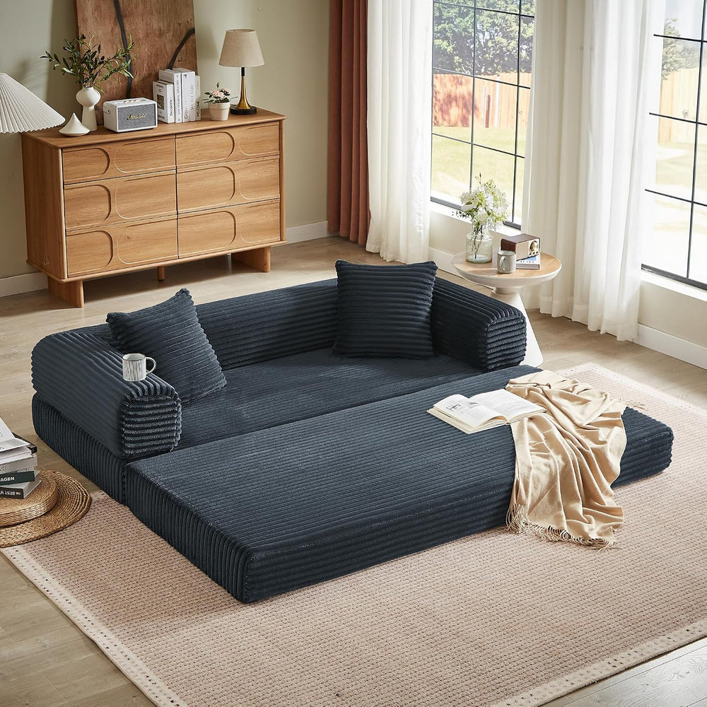 Boneless Couch Futon Sofa Bed Sectional Couches for Living Room,Cloud Couch w...