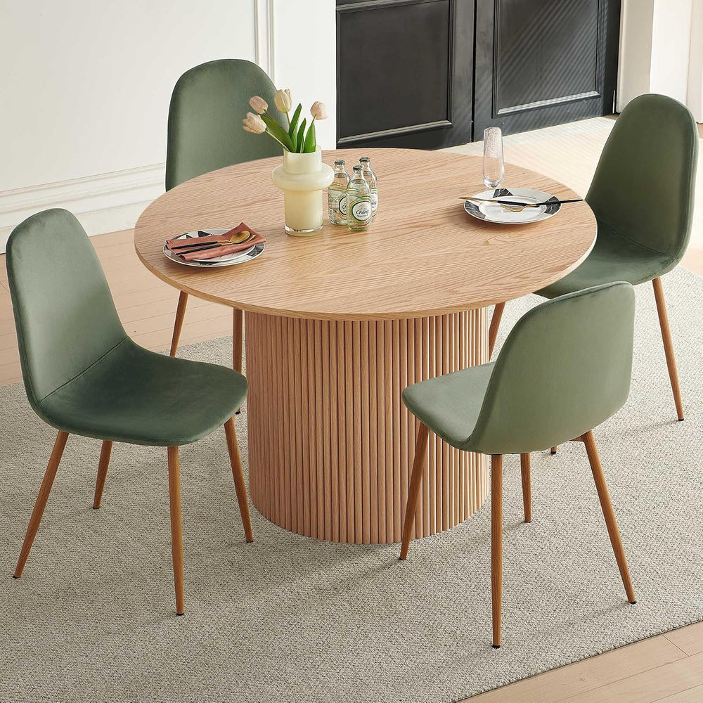 Dining Table Set for 4, Mid Century Modern 47 Inch Wooden Round Dining Table ...