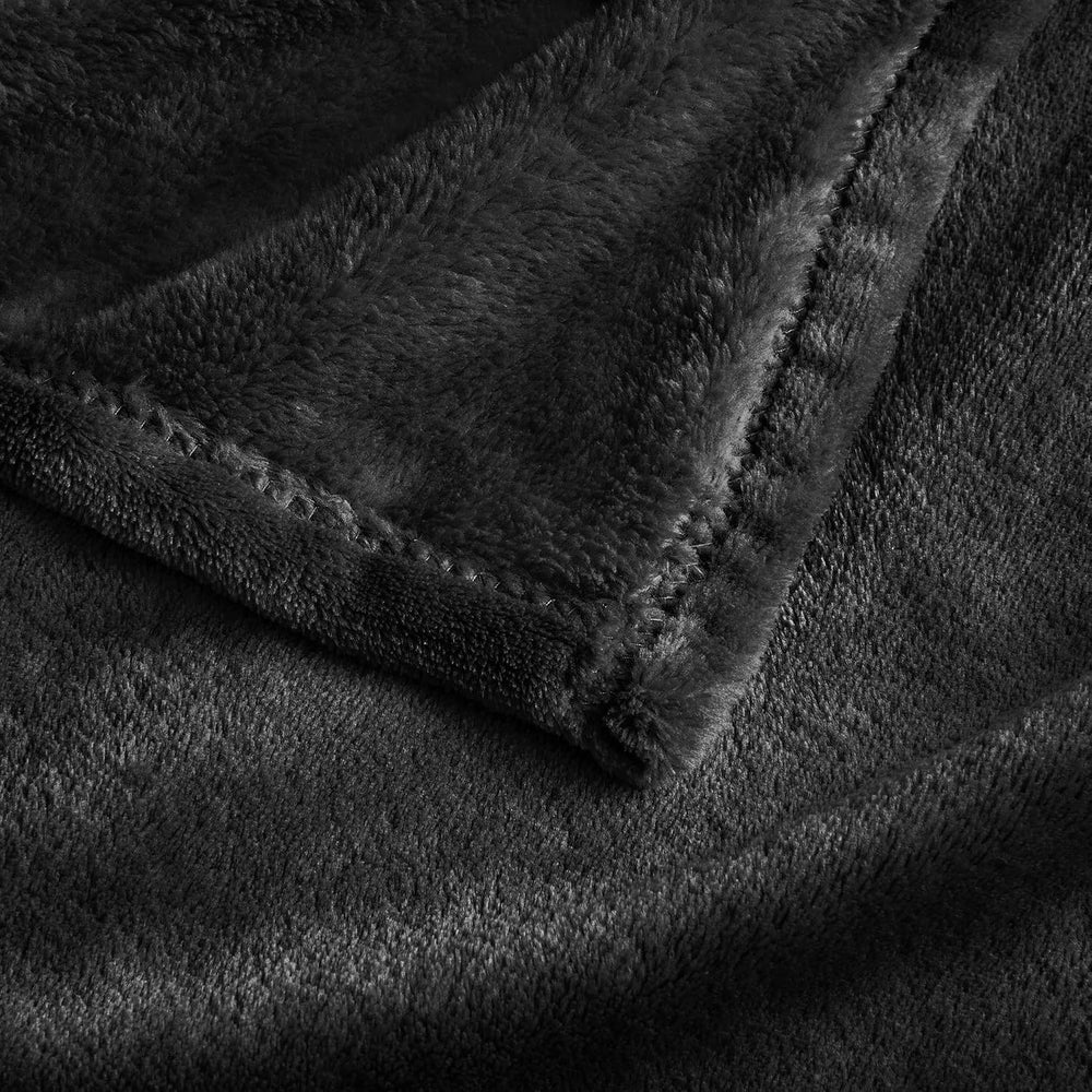 BEDELITE Fleece Blanket Soft Plush Oversized Bed Blanket Black 120"x120&...
