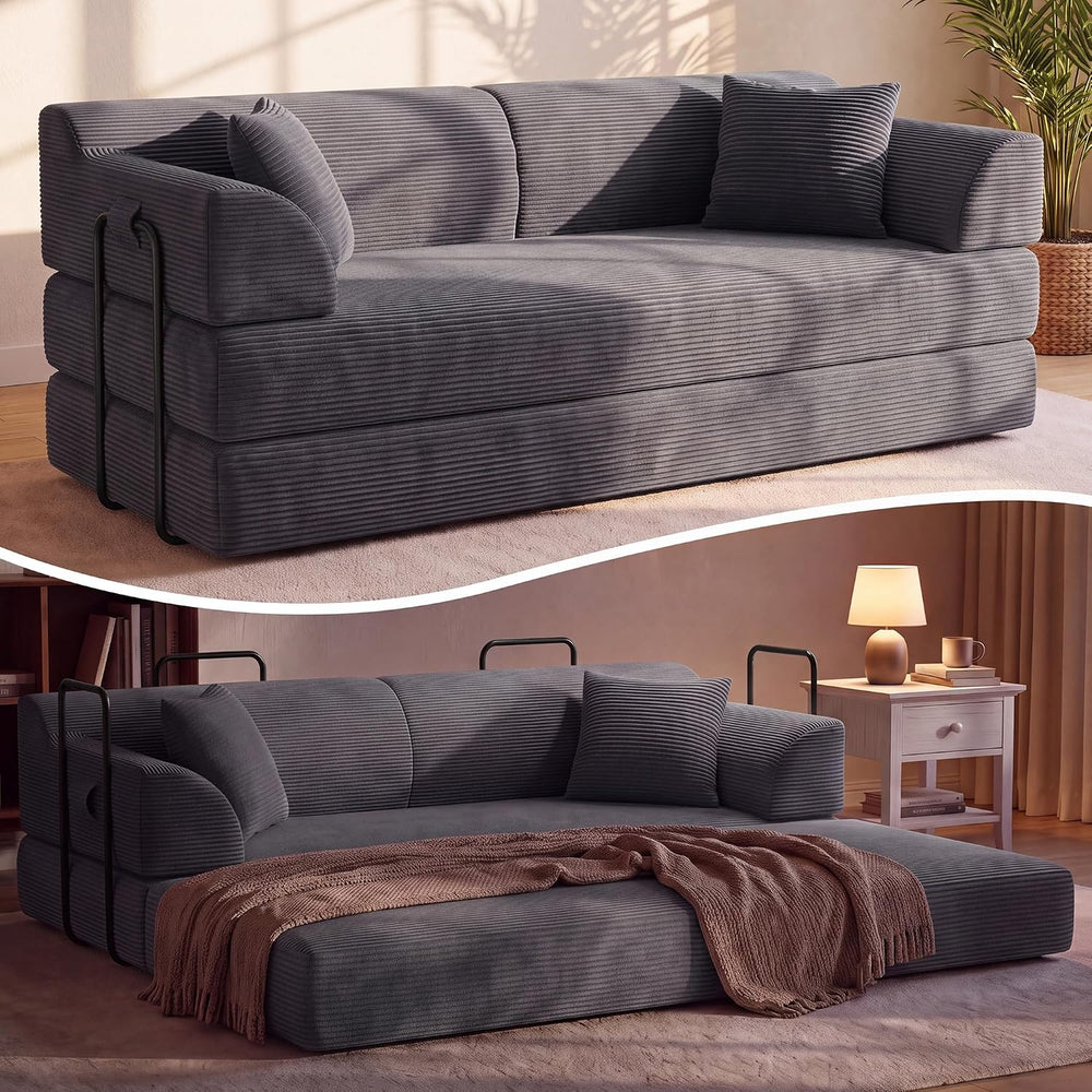 79" HighโBack Convertible Futon Sofa Bed, Boneless Couch for Living Room