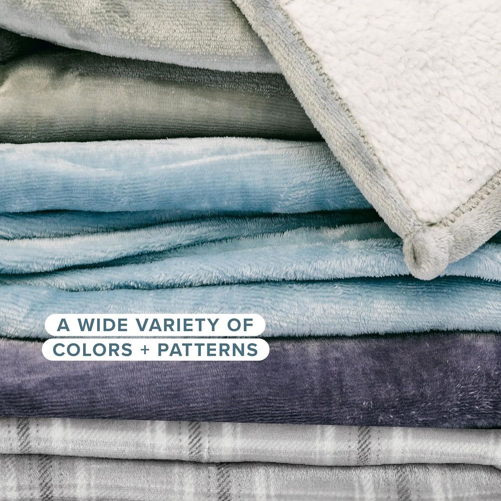 Bare Home Sherpa Fleece Blanket (Full/Queen, Dark Blue)