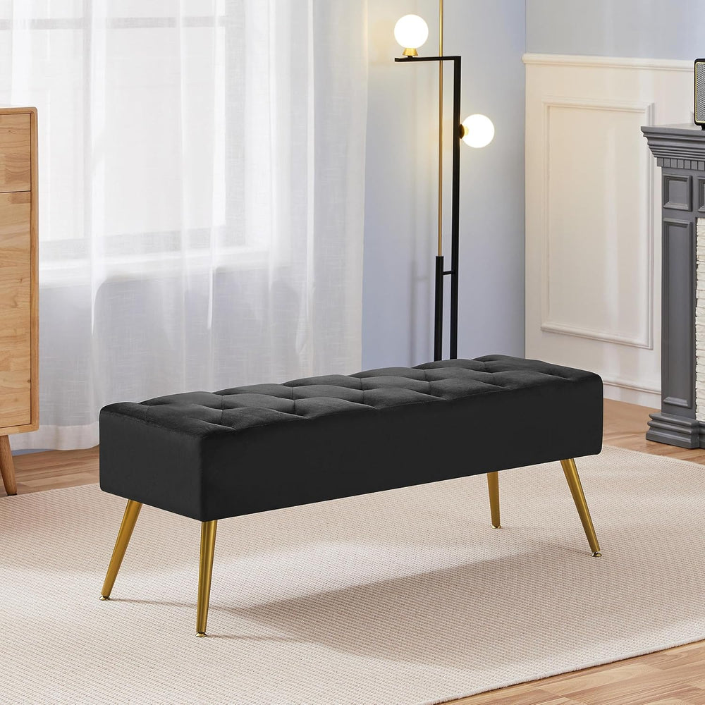 Topeakmart 45in Boucle Ottoman Bench End of Bed for Bedroom, Black