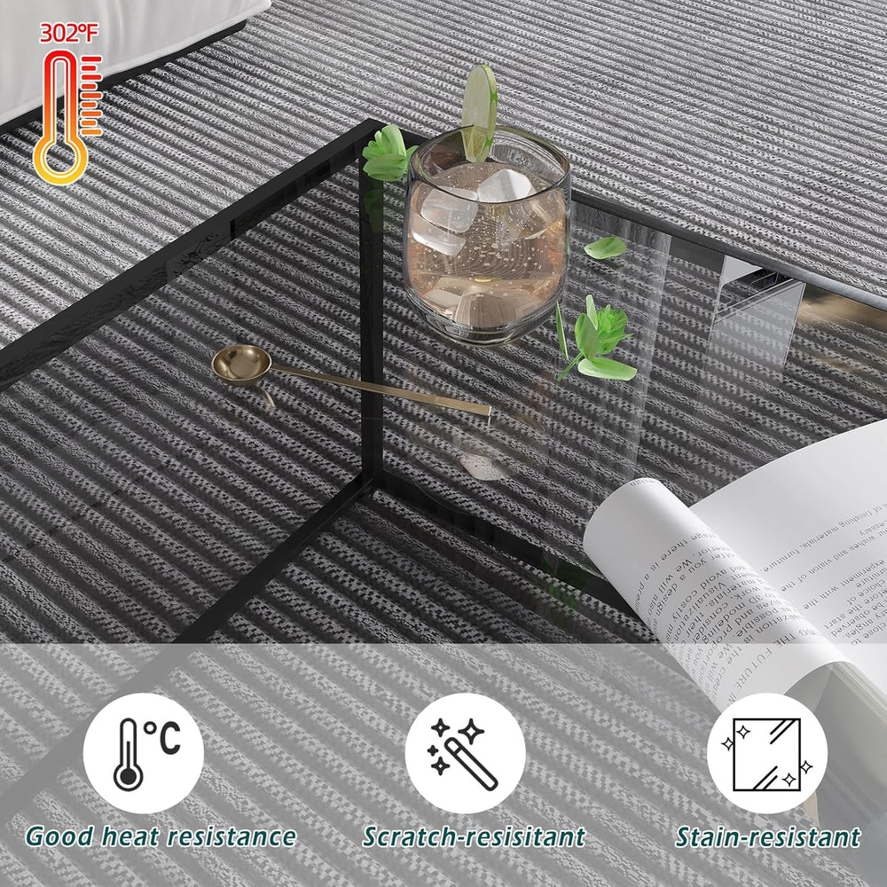 Glass Coffee Tables for Living Room Square Modern Center Table for Small Spac...