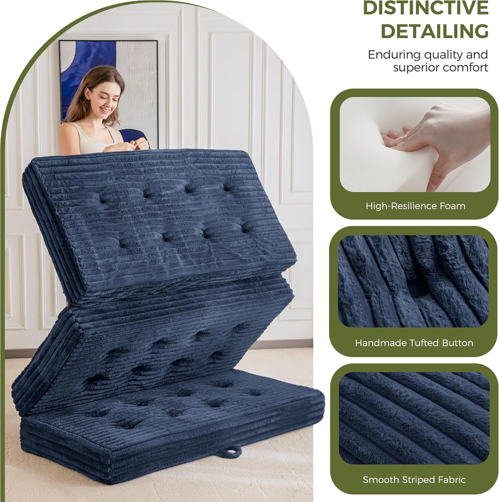 MAXYOYO Folding Sofa Couch Bed, 6 Inch Tri-Fold Floor Sofa Bed, Folding Mattr...