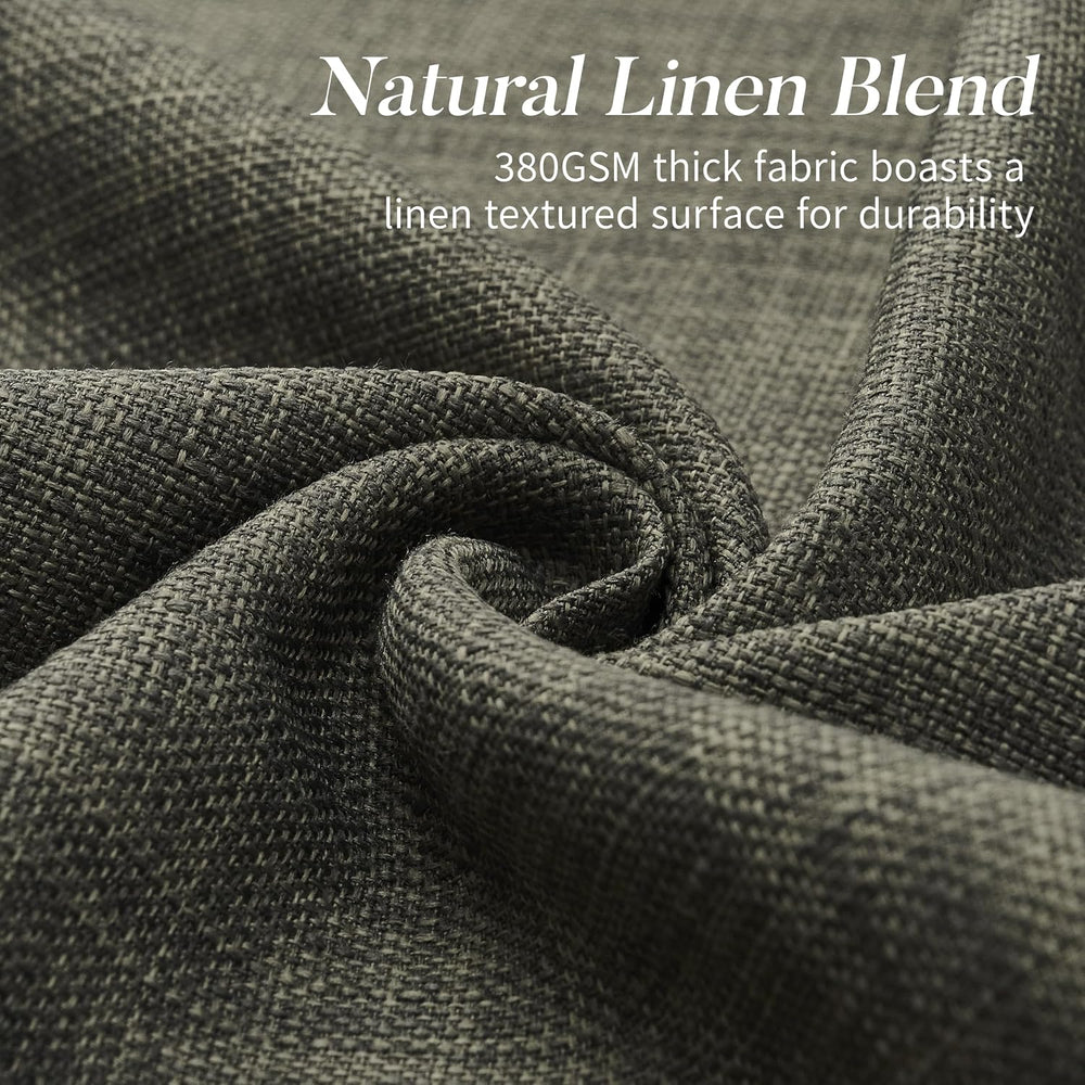 Pinch Pleated Linen Curtains 96 Inches Extra Long Olive Green Drapes, Thick L...