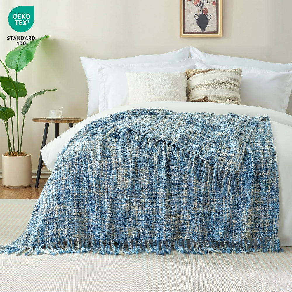 Multi-Color Cable Woven Throw Blanket for Couch - 50"X60"