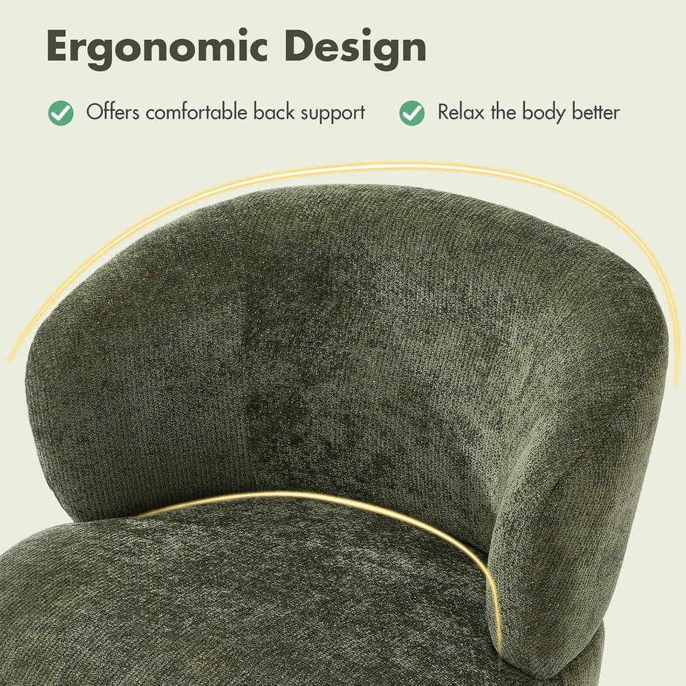 360° Swivel Accent Chair, Modern Chenille Barrel Chairs with Curved Back, Uph...