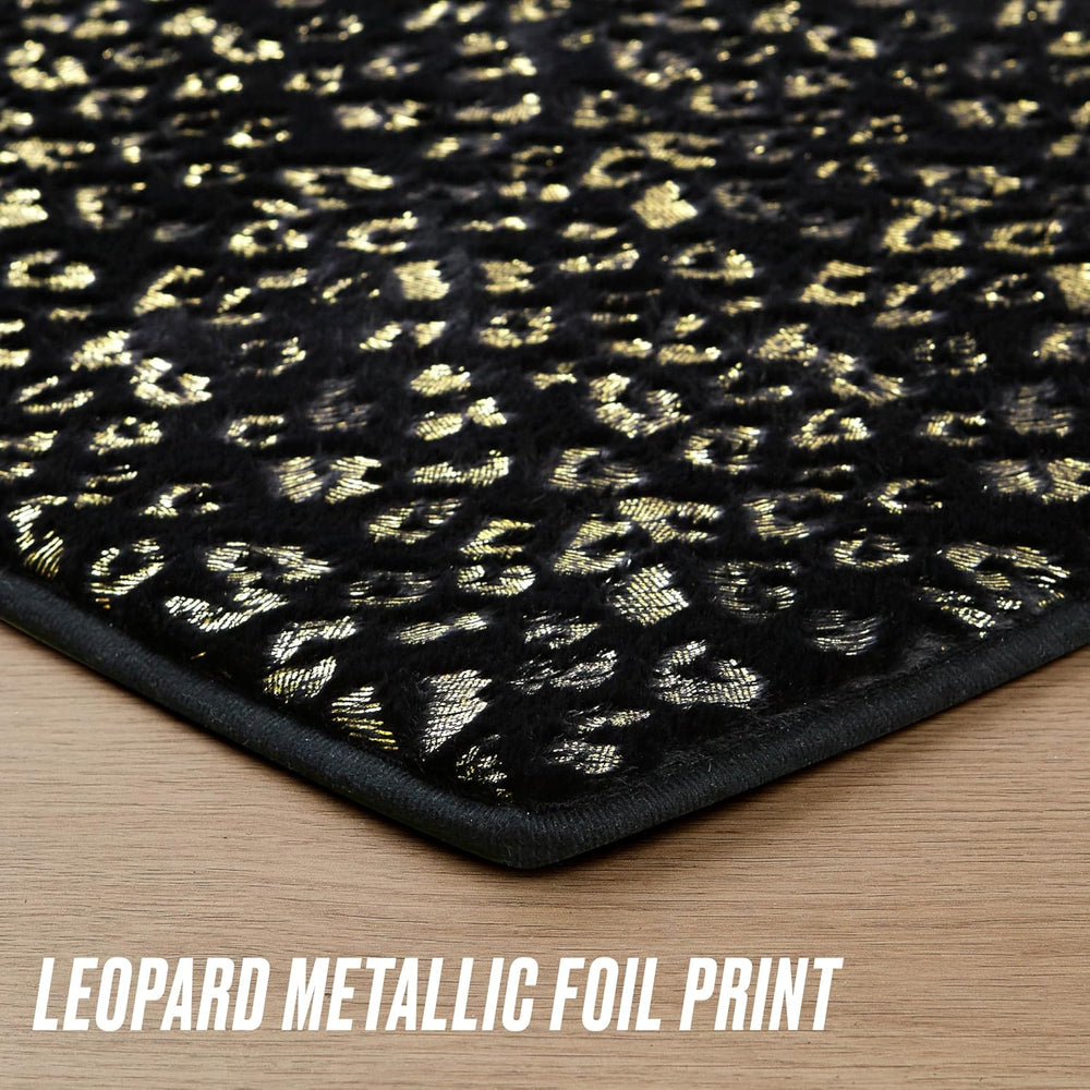 Juicy Couture Metallic Leopard Foil Print Shaped Heart Rug, Padded with Non-S...