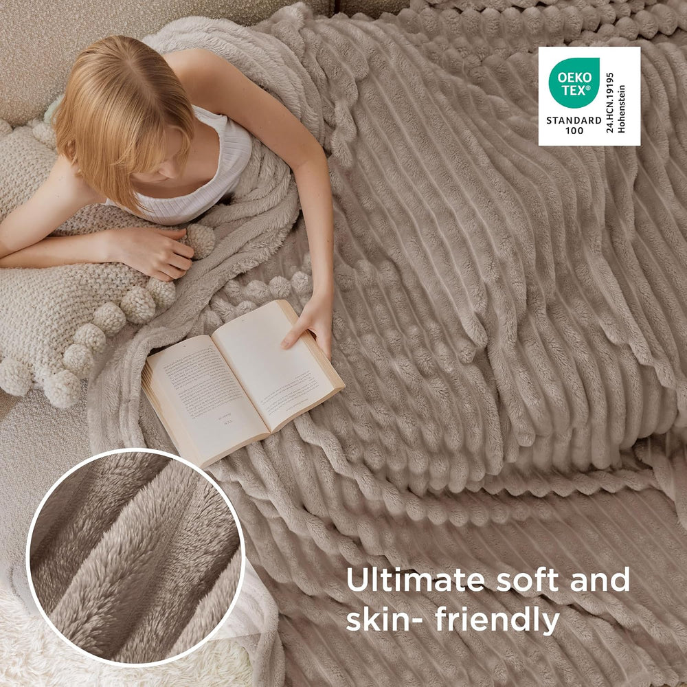 Bedsure Soft King Size Blankets for Bed Light Brown 108"x90"