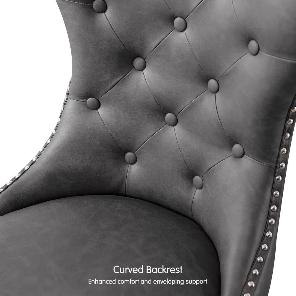 SyMax Faux Leather Dining Chairs Set of 2, Tufted Wingback Upholstered Dining...
