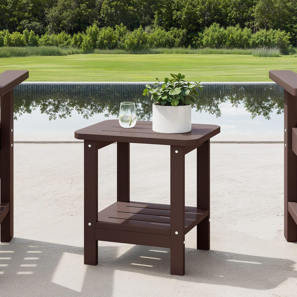 WestinTrends Aruba 2-Tier Outdoor HDPE Modern Adirondack Square Patio Side Ta...