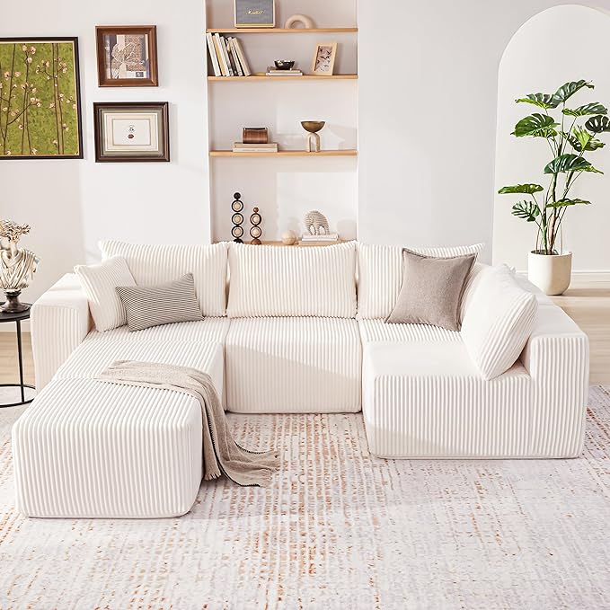 135.4" Cloud Couch Sectional, Modular Sectional Sofa with Deep Seat, Plu...