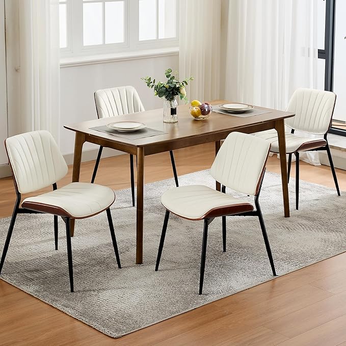 Garvee Dining Chairs Set of 6, Mid-Century Modern Upholstered Retro PU Leathe...