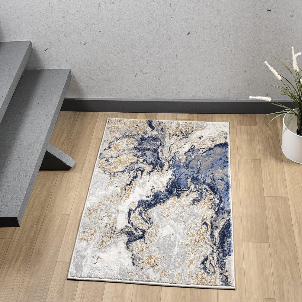 LUXE WEAVERS Marble Abstract Swirl Area Rug Blue 2x3
