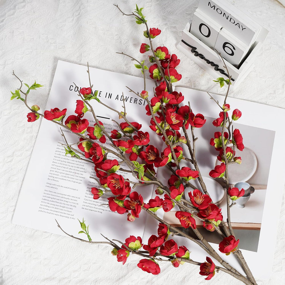 Artificial Cherry Blossom Branches Fake Plum Blossom 35.4''Fake Flowe...