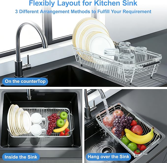 Dish Drying Rack Over The Sink, Stainless Steel Dish Racks