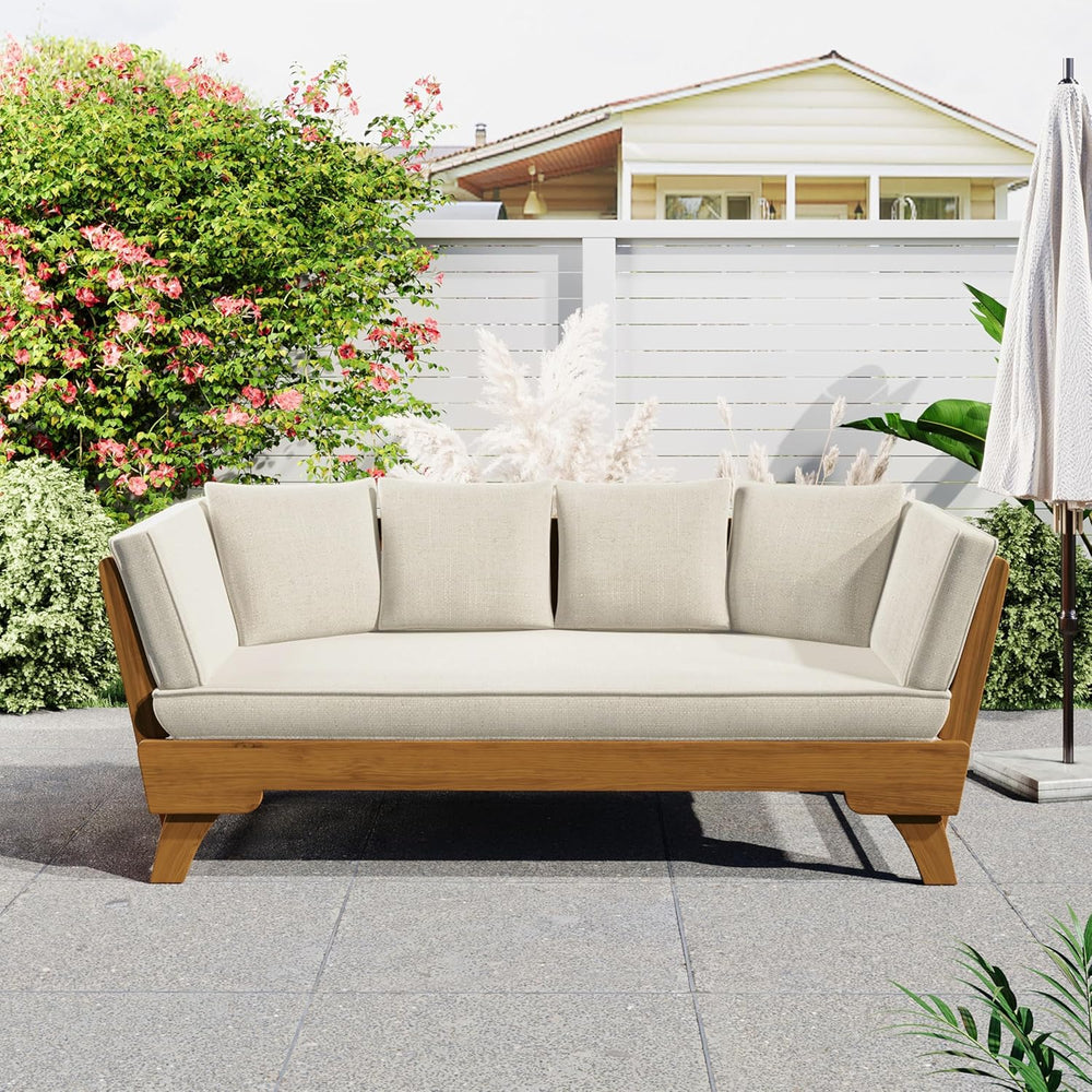 Christopher Knight Home Gary Patio Convertible Couch, Wooden Outdoor Daybed, ...