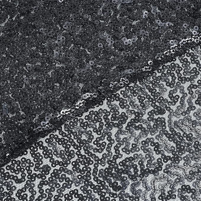 Sugargirl Halloween Black Sequin Backdrop Curtain 4 Panels 2FTx8FT Glitter Bl...