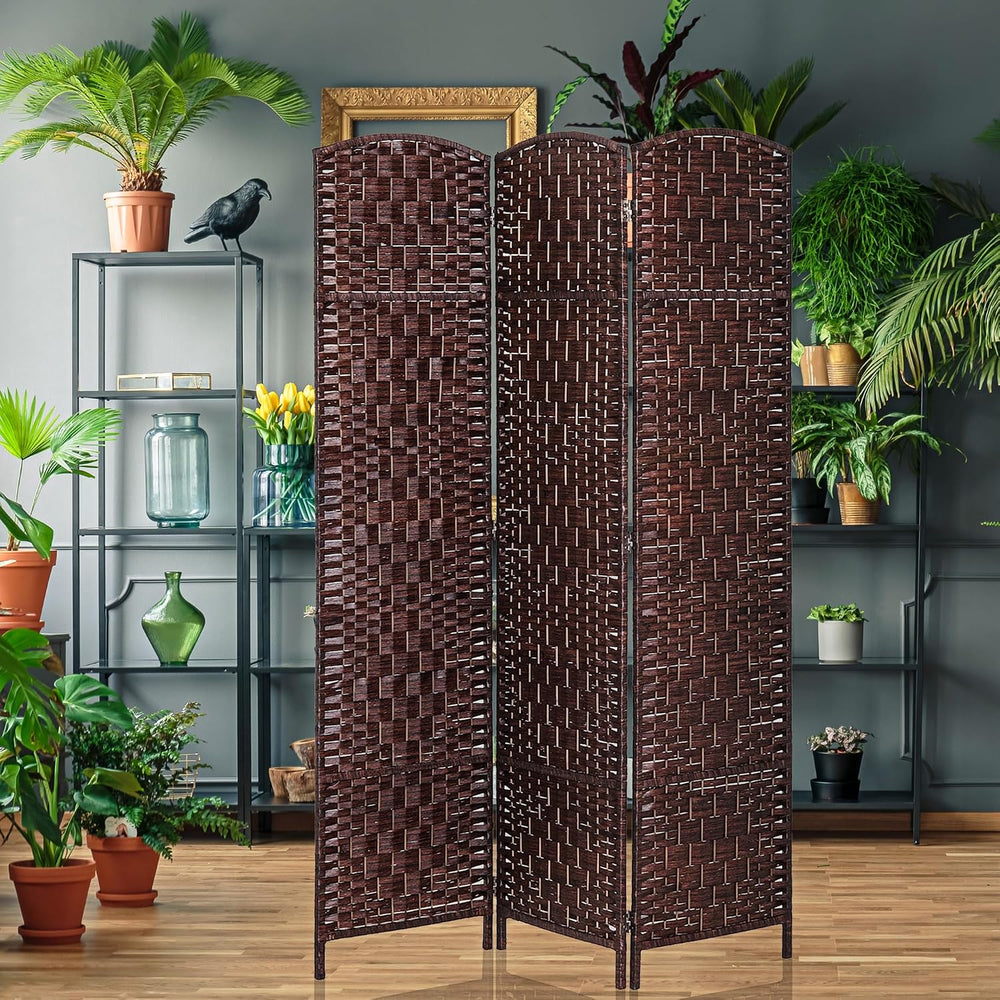 HOMCOM Room Divider 3-Panel, 6FT-Tall Folding Privacy Screen, Brown