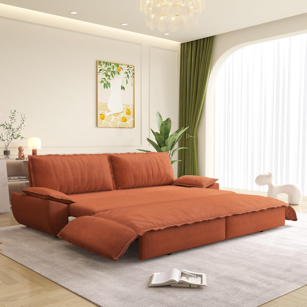 73.2" Futon Sofa Bed Queen Size, 3-in-1 Convertible Sleeper Sofa with Si...