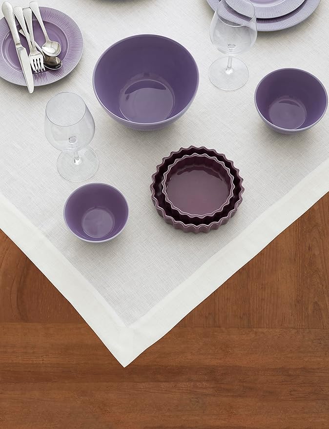 Solino Home Linen White Square Tablecloth 52 x 52 Inch - 100% Pure Linen Tabl...
