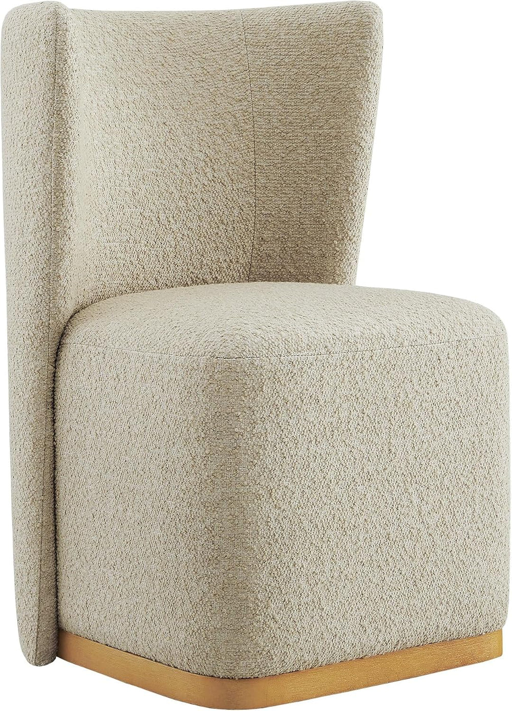 CHITA Upholstered Rolling Dining Chair with Casters Set of 2, Oatmeal