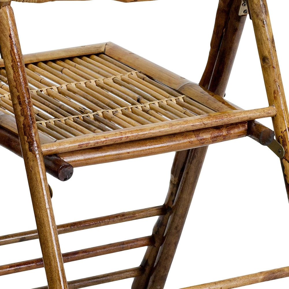 Flash Furniture Folding Bohemian Bamboo Chairs with Curved Backs, Modern Bamb...