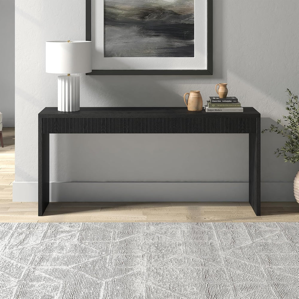 Henn&Hart 64" Rectangular Fluted Console Table, Ribbed Entryway Tabl...