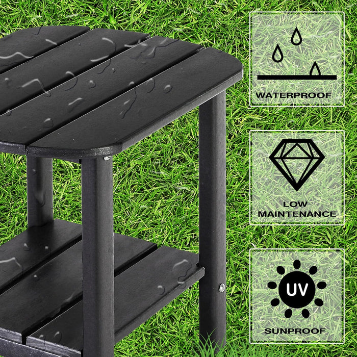 LZRS Double Adirondack Side Table, Outdoor Side Tables, End Tables for Patio, Backyard,Pool, Indoor Companion, Easy Maintenance & Weather Resistant(Black)