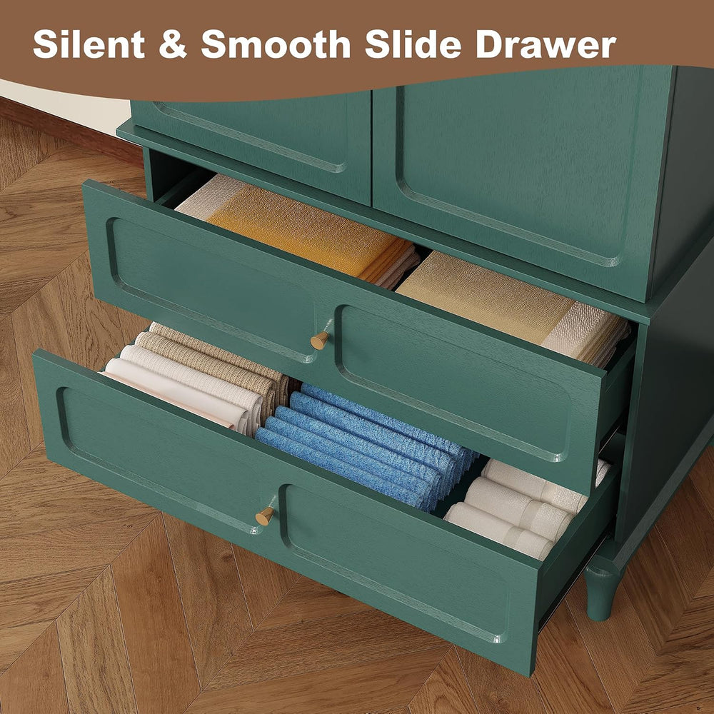 HLR 71" Wardrobe Closet Mid-Century Modern Style,Green