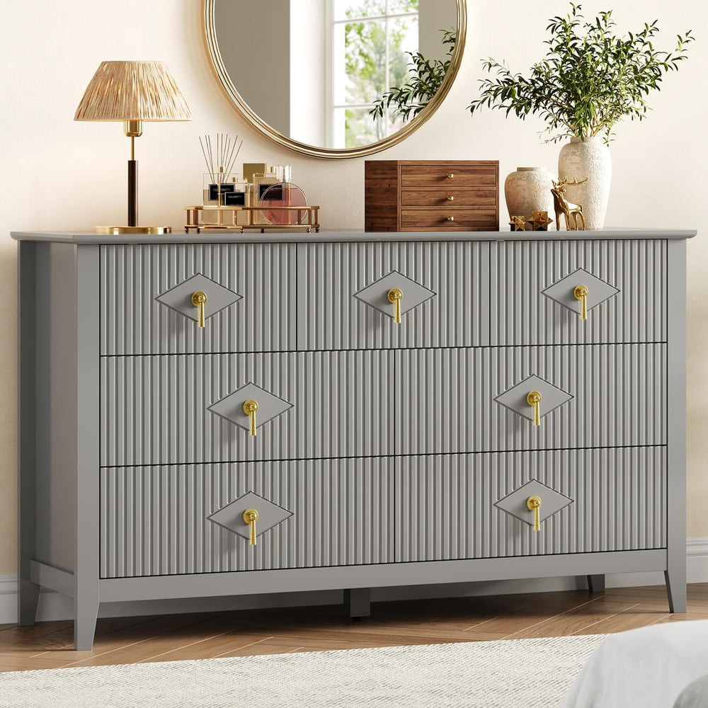 GarveeHome Fluted Dresser for Bedroom, Chest Organizer Unit with 7-Drawer