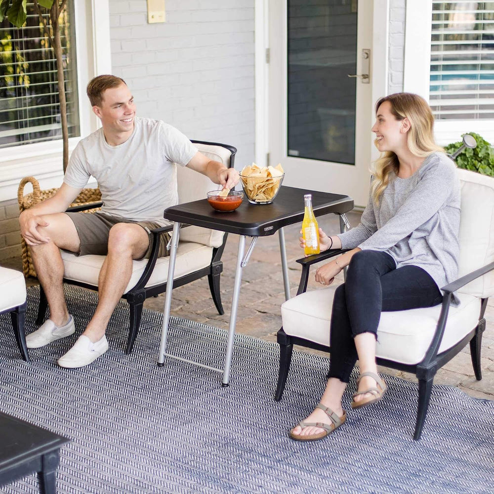 LIFETIME Stacking Compact Folding Table, 30 in. x 20 in., Black and Silver, I...
