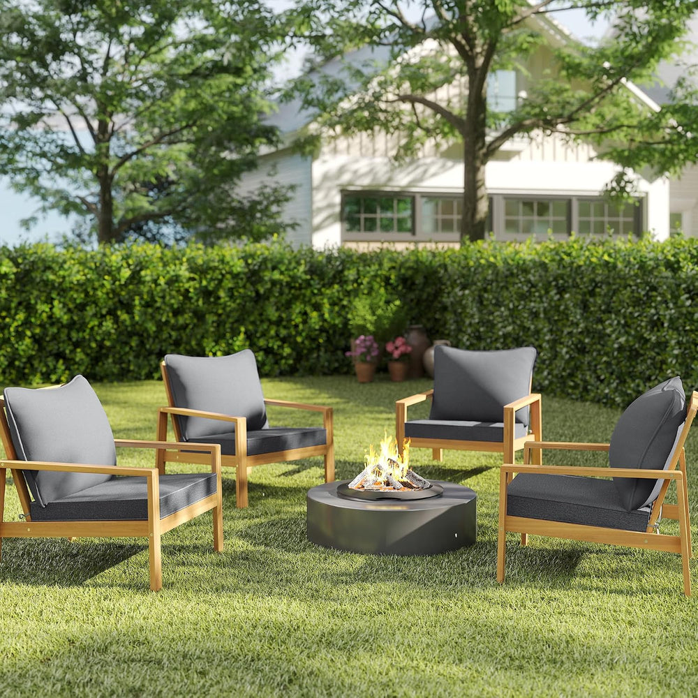 Outsunny Outdoor Chair Cushions Set of 4 Fade Resistant 24x24 in Gray