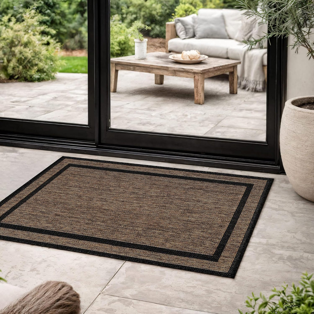 Rugshop Border Jute-Style Indoor Outdoor Area Rug Dark Gray/Natural 2' x ...