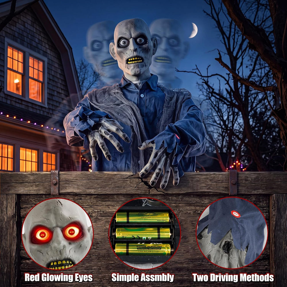 Halloween Animatronic 76" Zombie, Shaking Decorations with Creepy Sound