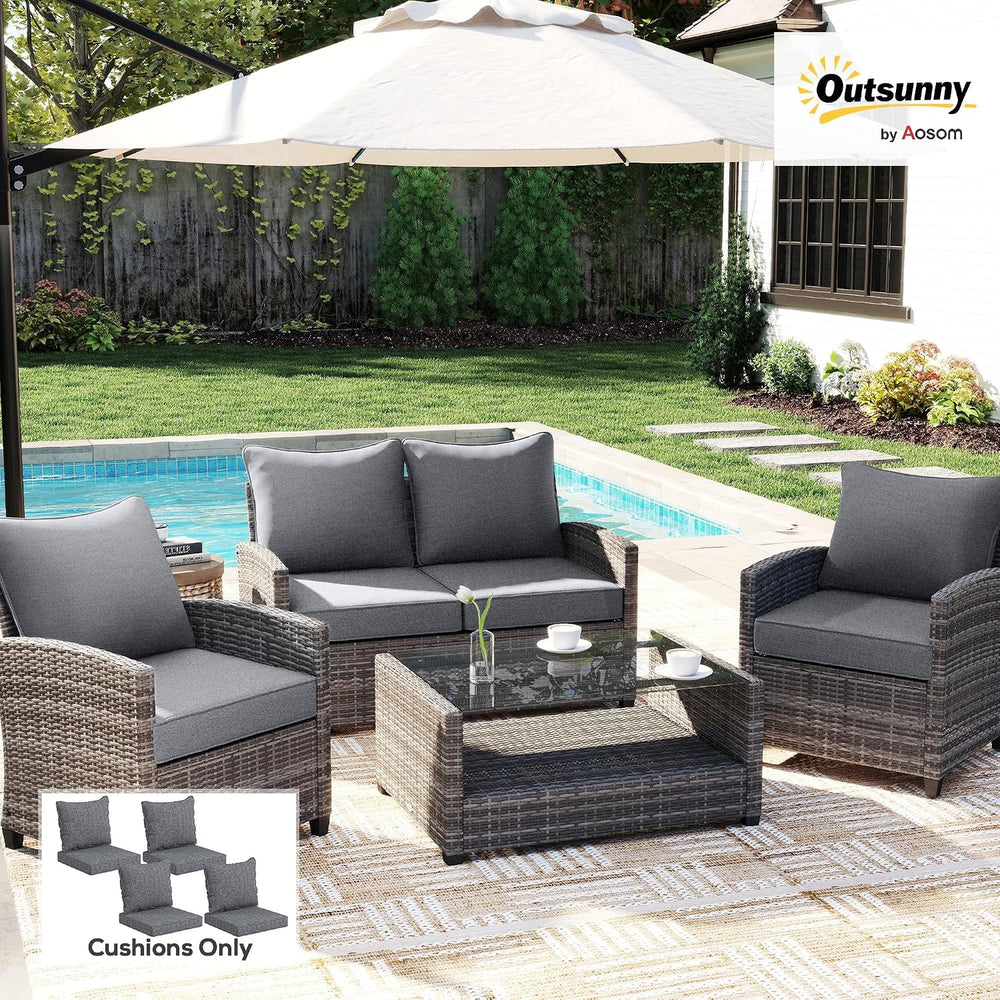 Outsunny Outdoor Chair Cushions Set of 4 Fade Resistant 24x24 in Gray