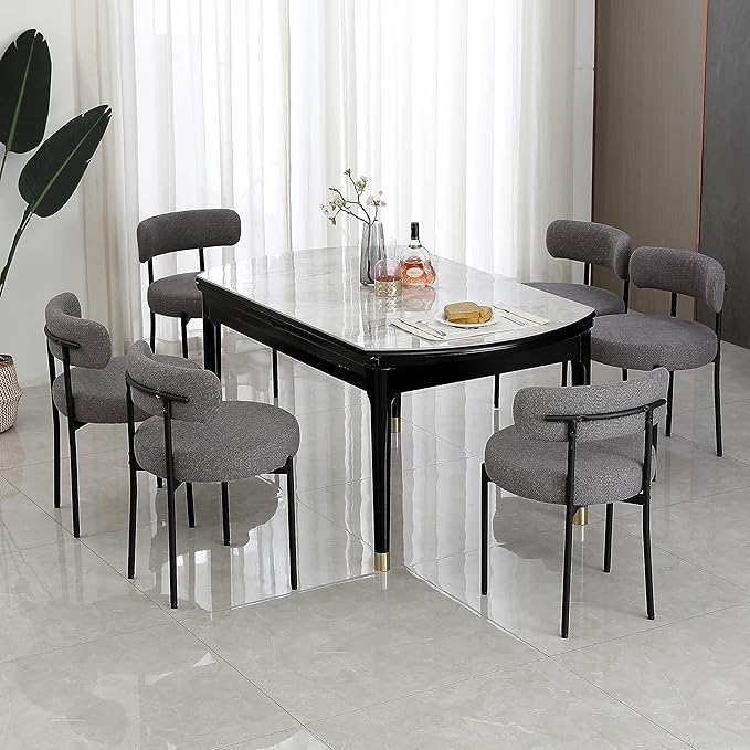 DYHOME Boucle Dining Chairs Set of 4, Upholstered Kitchen Dining Room Chairs,...
