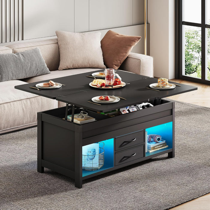 WLIVE 40" Lift Top Coffee Table with Storage, 4 in 1 Coffee Table, Black