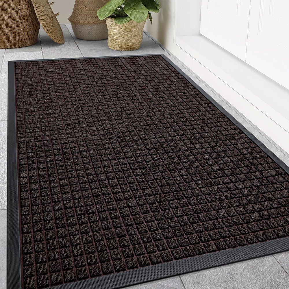 Smiry Front Door Mat Outside Entrance, Heavy Duty Natural Rubber Doormat