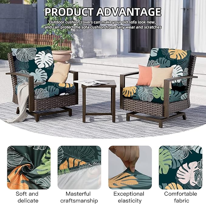 8Pcs Outdoor Cushion Covers, Patio Cushion Covers, Stretch Elastic Slipcovers