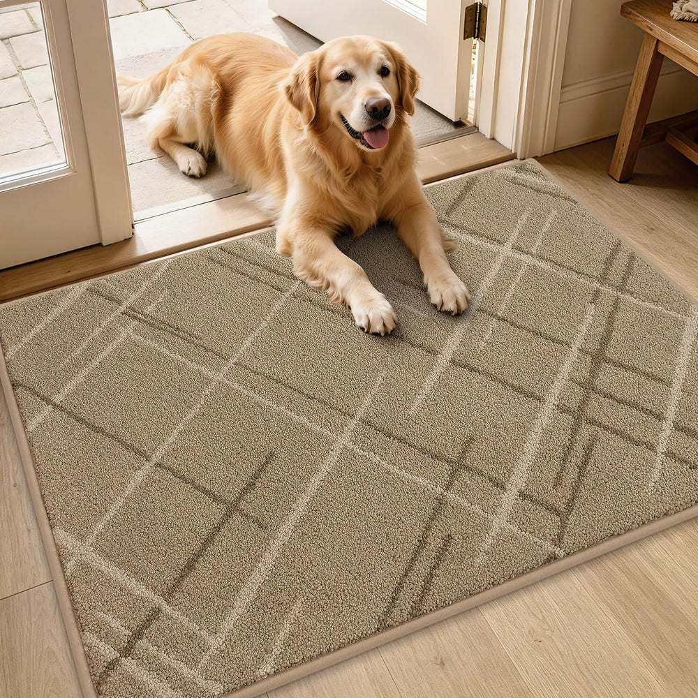 BEQHAUSE Door Mat 32" x 48", Non Slip Entryway Rugs Washable, Beige