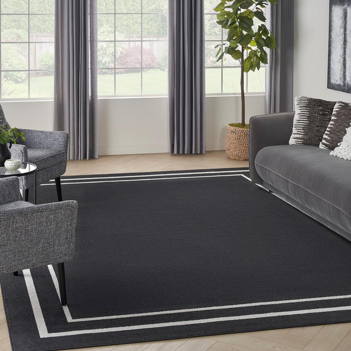 Nourison Home Nourison Essentials Black Ivory 8' x 10' Area Rug - Easy Clean, Non Shedding, Bed Room, Living Room, Dining Room, Kitchen (8' x 10')