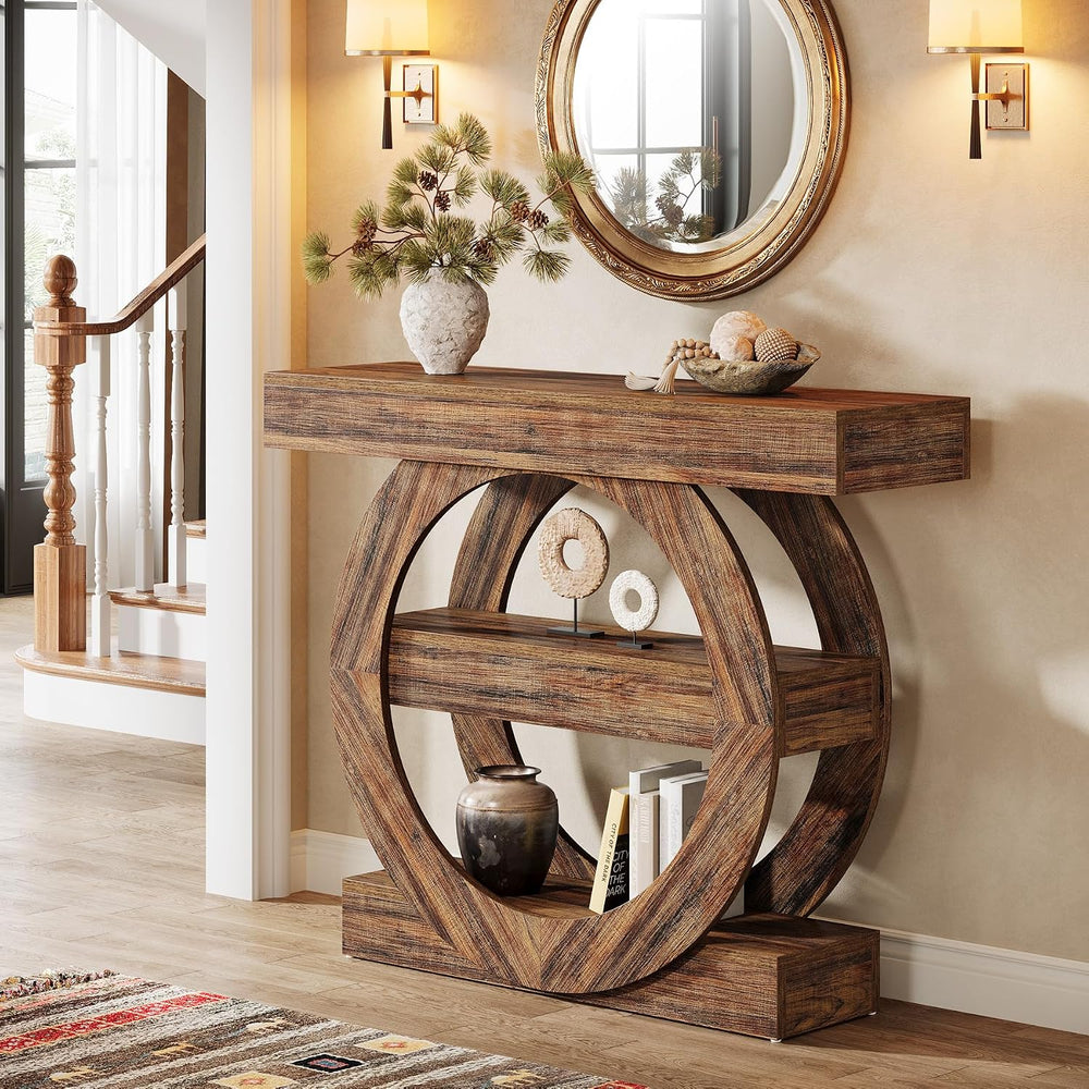 Tribesigns 41-Inch Entryway Table with Storage, 3-Tier Farmhouse Console Tabl...