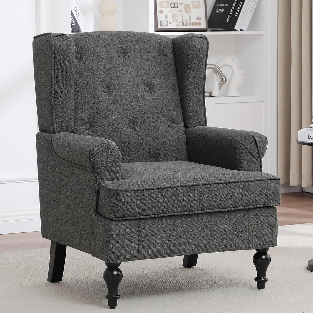 Accent Chair for Living Room, Mid Century Modern Upholstered Armchair, Wingba...